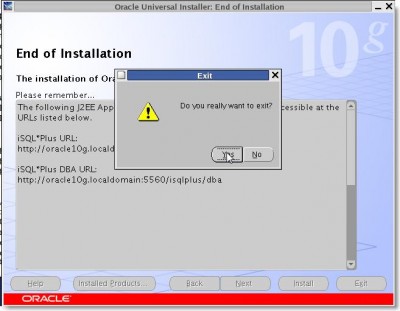 Oracle Universal Installer - End of Installation - Exit.jpg