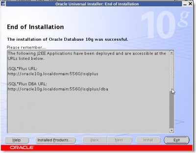 Oracle Universal Installer - End of Installation.jpg